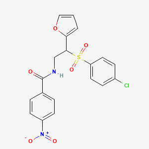 molecular formula C19H15ClN2O6S B14970723 N-(2-((4-chlorophenyl)sulfonyl)-2-(furan-2-yl)ethyl)-4-nitrobenzamide 