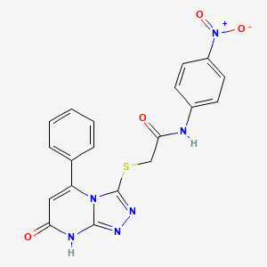 molecular formula C19H14N6O4S B14970765 N-(4-nitrophenyl)-2-((7-oxo-5-phenyl-7,8-dihydro-[1,2,4]triazolo[4,3-a]pyrimidin-3-yl)thio)acetamide 