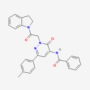 molecular formula C28H24N4O3 B14970778 N-{2-[2-(2,3-dihydro-1H-indol-1-yl)-2-oxoethyl]-6-(4-methylphenyl)-3-oxo-2,3-dihydropyridazin-4-yl}benzamide 