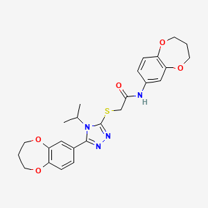 molecular formula C25H28N4O5S B14970905 N-(3,4-dihydro-2H-1,5-benzodioxepin-7-yl)-2-{[5-(3,4-dihydro-2H-1,5-benzodioxepin-7-yl)-4-(propan-2-yl)-4H-1,2,4-triazol-3-yl]sulfanyl}acetamide 