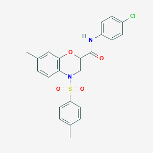 molecular formula C23H21ClN2O4S B14970909 N-(4-chlorophenyl)-7-methyl-4-[(4-methylphenyl)sulfonyl]-3,4-dihydro-2H-1,4-benzoxazine-2-carboxamide 