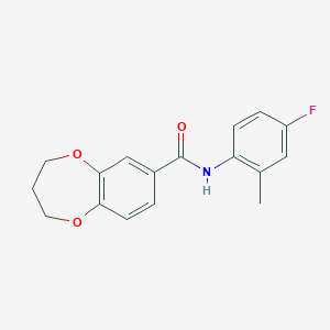 molecular formula C17H16FNO3 B14970938 N-(4-fluoro-2-methylphenyl)-3,4-dihydro-2H-1,5-benzodioxepine-7-carboxamide 