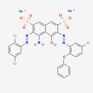 molecular formula C28H16Cl3N5Na2O8S2 B1497094 2,7-Naphthalenedisulfonic acid, 4-amino-6-((5-chloro-2-phenoxyphenyl)azo)-3-((2,5-dichlorophenyl)azo)-5-hydroxy-, disodium salt CAS No. 5850-33-9