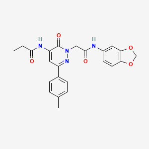 molecular formula C23H22N4O5 B14970945 N-{2-[2-(1,3-benzodioxol-5-ylamino)-2-oxoethyl]-6-(4-methylphenyl)-3-oxo-2,3-dihydropyridazin-4-yl}propanamide 
