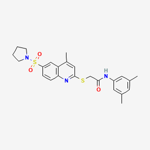 molecular formula C24H27N3O3S2 B14970953 N-(3,5-Dimethylphenyl)-2-{[4-methyl-6-(pyrrolidine-1-sulfonyl)quinolin-2-YL]sulfanyl}acetamide 