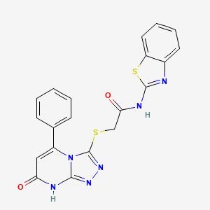 molecular formula C20H14N6O2S2 B14970993 N-(benzo[d]thiazol-2-yl)-2-((7-oxo-5-phenyl-7,8-dihydro-[1,2,4]triazolo[4,3-a]pyrimidin-3-yl)thio)acetamide 