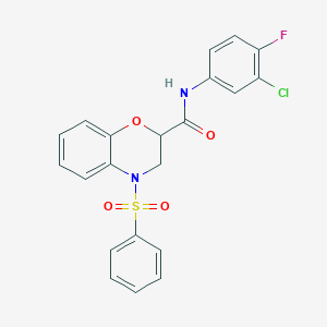 molecular formula C21H16ClFN2O4S B14971043 N-(3-chloro-4-fluorophenyl)-4-(phenylsulfonyl)-3,4-dihydro-2H-1,4-benzoxazine-2-carboxamide 
