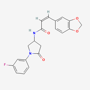 molecular formula C20H17FN2O4 B14971063 (Z)-3-(benzo[d][1,3]dioxol-5-yl)-N-(1-(3-fluorophenyl)-5-oxopyrrolidin-3-yl)acrylamide 