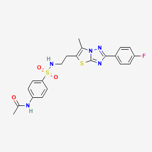 molecular formula C21H20FN5O3S2 B14971083 N-(4-(N-(2-(2-(4-fluorophenyl)-6-methylthiazolo[3,2-b][1,2,4]triazol-5-yl)ethyl)sulfamoyl)phenyl)acetamide 