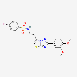 molecular formula C20H19FN4O4S2 B14971196 N-(2-(2-(3,4-dimethoxyphenyl)thiazolo[3,2-b][1,2,4]triazol-6-yl)ethyl)-4-fluorobenzenesulfonamide 