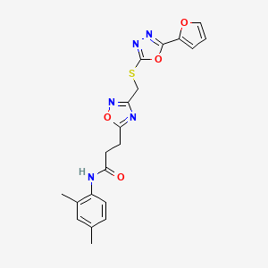 molecular formula C20H19N5O4S B14971229 N-(2,4-dimethylphenyl)-3-[3-({[5-(furan-2-yl)-1,3,4-oxadiazol-2-yl]sulfanyl}methyl)-1,2,4-oxadiazol-5-yl]propanamide 