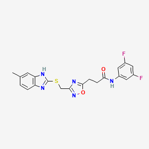 molecular formula C20H17F2N5O2S B14971244 N-(3,5-difluorophenyl)-3-(3-{[(5-methyl-1H-benzimidazol-2-yl)sulfanyl]methyl}-1,2,4-oxadiazol-5-yl)propanamide 