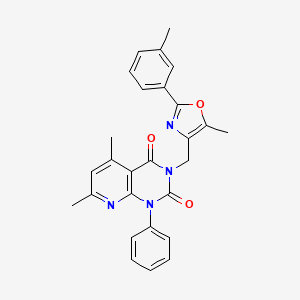 molecular formula C27H24N4O3 B14971343 5,7-dimethyl-3-{[5-methyl-2-(3-methylphenyl)-1,3-oxazol-4-yl]methyl}-1-phenylpyrido[2,3-d]pyrimidine-2,4(1H,3H)-dione 
