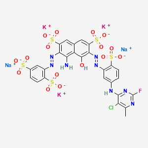 molecular formula C27H18ClFKN8NaO16S5 B1497135 Tripotassium;disodium;5-amino-3-[[5-[(5-chloro-2-fluoro-6-methylpyrimidin-4-yl)amino]-2-sulfonatophenyl]diazenyl]-6-[(2,5-disulfonatophenyl)diazenyl]-4-hydroxynaphthalene-2,7-disulfonate CAS No. 99129-26-7