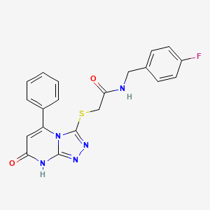molecular formula C20H16FN5O2S B14971371 N-[(4-Fluorophenyl)methyl]-2-({7-oxo-5-phenyl-7H,8H-[1,2,4]triazolo[4,3-A]pyrimidin-3-YL}sulfanyl)acetamide 