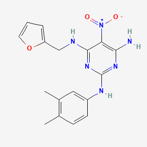 molecular formula C17H18N6O3 B14971581 N-(3,4-Dimethyl-phenyl)-N'-furan-2-ylmethyl-5-nitro-pyrimidine-2,4,6-triamine 