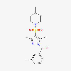 molecular formula C19H25N3O3S B14971658 1-{[3,5-dimethyl-1-(3-methylbenzoyl)-1H-pyrazol-4-yl]sulfonyl}-4-methylpiperidine 
