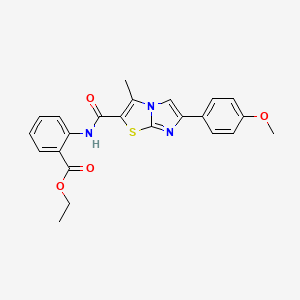 molecular formula C23H21N3O4S B14971687 Ethyl 2-(6-(4-methoxyphenyl)-3-methylimidazo[2,1-b]thiazole-2-carboxamido)benzoate 