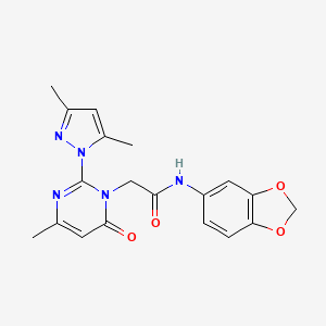molecular formula C19H19N5O4 B14971866 N-(benzo[d][1,3]dioxol-5-yl)-2-(2-(3,5-dimethyl-1H-pyrazol-1-yl)-4-methyl-6-oxopyrimidin-1(6H)-yl)acetamide 
