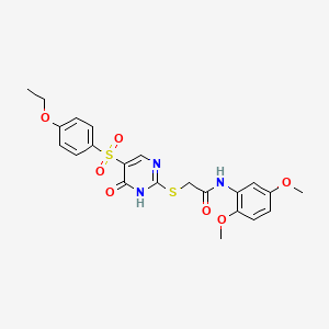 molecular formula C22H23N3O7S2 B14971921 N-(2,5-dimethoxyphenyl)-2-((5-((4-ethoxyphenyl)sulfonyl)-6-oxo-1,6-dihydropyrimidin-2-yl)thio)acetamide 