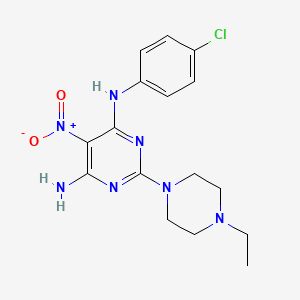 molecular formula C16H20ClN7O2 B14971992 N-(4-chlorophenyl)-2-(4-ethylpiperazin-1-yl)-5-nitropyrimidine-4,6-diamine 