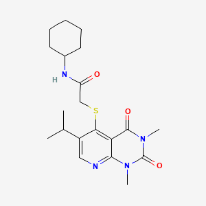 molecular formula C20H28N4O3S B14972082 N-cyclohexyl-2-((6-isopropyl-1,3-dimethyl-2,4-dioxo-1,2,3,4-tetrahydropyrido[2,3-d]pyrimidin-5-yl)thio)acetamide 