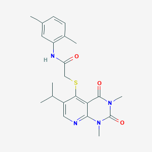 molecular formula C22H26N4O3S B14972314 N-(2,5-dimethylphenyl)-2-((6-isopropyl-1,3-dimethyl-2,4-dioxo-1,2,3,4-tetrahydropyrido[2,3-d]pyrimidin-5-yl)thio)acetamide 