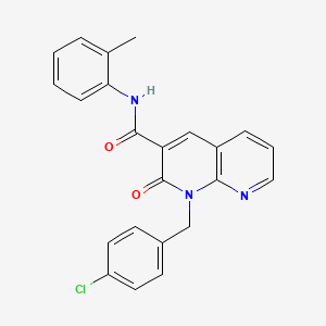 molecular formula C23H18ClN3O2 B14972359 1-(4-chlorobenzyl)-2-oxo-N-(o-tolyl)-1,2-dihydro-1,8-naphthyridine-3-carboxamide 
