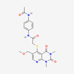 molecular formula C21H23N5O5S B14972420 N-(4-acetamidophenyl)-2-((6-(methoxymethyl)-1,3-dimethyl-2,4-dioxo-1,2,3,4-tetrahydropyrido[2,3-d]pyrimidin-5-yl)thio)acetamide 