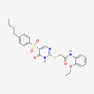 molecular formula C24H27N3O5S2 B14972484 2-((5-((4-butylphenyl)sulfonyl)-6-oxo-1,6-dihydropyrimidin-2-yl)thio)-N-(2-ethoxyphenyl)acetamide 