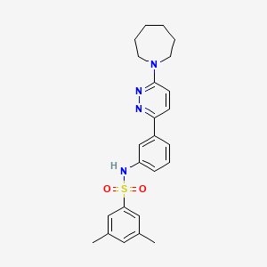 molecular formula C24H28N4O2S B14972490 N-(3-(6-(azepan-1-yl)pyridazin-3-yl)phenyl)-3,5-dimethylbenzenesulfonamide 