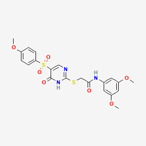 molecular formula C21H21N3O7S2 B14972525 N-(3,5-dimethoxyphenyl)-2-({5-[(4-methoxyphenyl)sulfonyl]-6-oxo-1,6-dihydropyrimidin-2-yl}sulfanyl)acetamide 