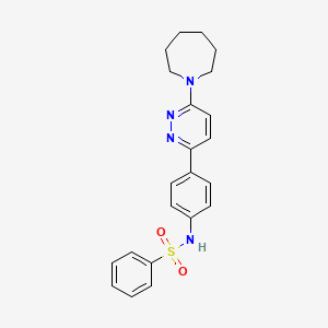 molecular formula C22H24N4O2S B14972635 N-{4-[6-(Azepan-1-YL)pyridazin-3-YL]phenyl}benzenesulfonamide 