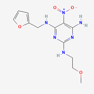 molecular formula C12H16N6O4 B14972725 N~4~-(furan-2-ylmethyl)-N~2~-(2-methoxyethyl)-5-nitropyrimidine-2,4,6-triamine 