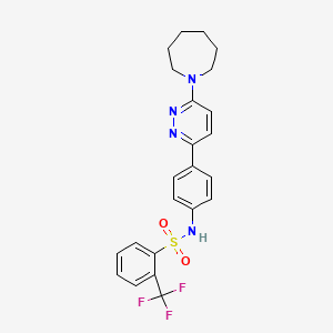 molecular formula C23H23F3N4O2S B14972731 N-(4-(6-(azepan-1-yl)pyridazin-3-yl)phenyl)-2-(trifluoromethyl)benzenesulfonamide 