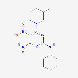 molecular formula C16H26N6O2 B14972808 N~2~-cyclohexyl-6-(3-methylpiperidin-1-yl)-5-nitropyrimidine-2,4-diamine 