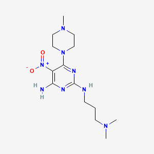 molecular formula C14H26N8O2 B14972812 N~2~-[3-(dimethylamino)propyl]-6-(4-methylpiperazin-1-yl)-5-nitropyrimidine-2,4-diamine 