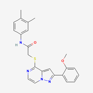 molecular formula C23H22N4O2S B14972854 N-(3,4-dimethylphenyl)-2-{[2-(2-methoxyphenyl)pyrazolo[1,5-a]pyrazin-4-yl]sulfanyl}acetamide 