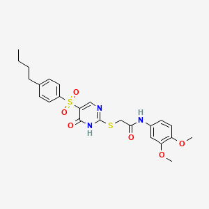 molecular formula C24H27N3O6S2 B14972928 2-((5-((4-butylphenyl)sulfonyl)-6-oxo-1,6-dihydropyrimidin-2-yl)thio)-N-(3,4-dimethoxyphenyl)acetamide 