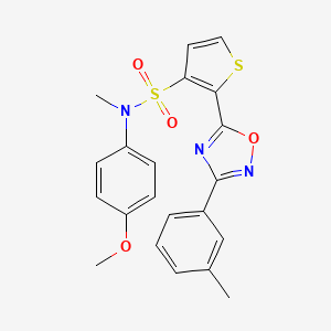 molecular formula C21H19N3O4S2 B14973032 N-(4-methoxyphenyl)-N-methyl-2-[3-(3-methylphenyl)-1,2,4-oxadiazol-5-yl]thiophene-3-sulfonamide 