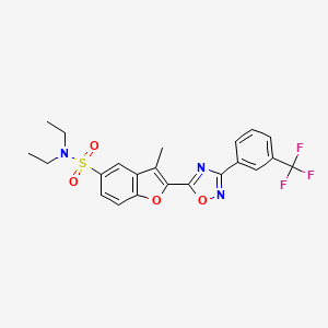 molecular formula C22H20F3N3O4S B14973093 N,N-diethyl-3-methyl-2-{3-[3-(trifluoromethyl)phenyl]-1,2,4-oxadiazol-5-yl}-1-benzofuran-5-sulfonamide 