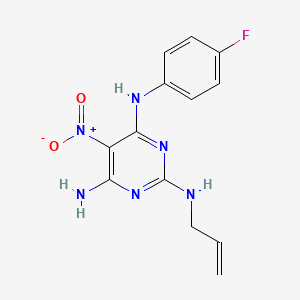 molecular formula C13H13FN6O2 B14973201 N~4~-(4-fluorophenyl)-5-nitro-N~2~-(prop-2-en-1-yl)pyrimidine-2,4,6-triamine 