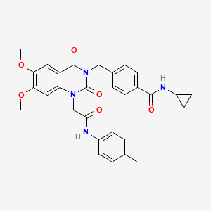 molecular formula C30H30N4O6 B14973209 N-cyclopropyl-4-((6,7-dimethoxy-2,4-dioxo-1-(2-oxo-2-(p-tolylamino)ethyl)-1,2-dihydroquinazolin-3(4H)-yl)methyl)benzamide 