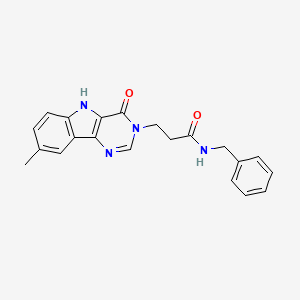 molecular formula C21H20N4O2 B14973236 N-benzyl-3-(8-methyl-4-oxo-4,5-dihydro-3H-pyrimido[5,4-b]indol-3-yl)propanamide 