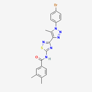 molecular formula C20H17BrN6OS B14973393 N-{3-[1-(4-bromophenyl)-5-methyl-1H-1,2,3-triazol-4-yl]-1,2,4-thiadiazol-5-yl}-3,4-dimethylbenzamide 