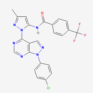 molecular formula C23H15ClF3N7O B14973401 N-{1-[1-(4-chlorophenyl)-1H-pyrazolo[3,4-d]pyrimidin-4-yl]-3-methyl-1H-pyrazol-5-yl}-4-(trifluoromethyl)benzamide 