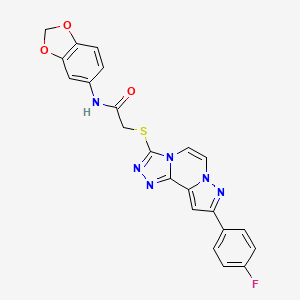 molecular formula C22H15FN6O3S B14973453 N-(benzo[d][1,3]dioxol-5-yl)-2-((9-(4-fluorophenyl)pyrazolo[1,5-a][1,2,4]triazolo[3,4-c]pyrazin-3-yl)thio)acetamide 