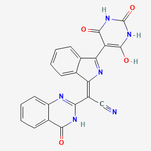 B1497347 2-Quinazolineacetonitrile, alpha-(2,3-dihydro-3-(tetrahydro-2,4,6-trioxo-5(2H)-pyrimidinylidene)-1H-isoindol-1-ylidene)-1,4-dihydro-4-oxo- CAS No. 71552-60-8