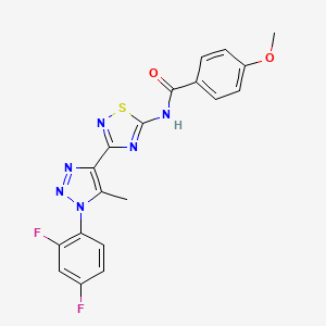 molecular formula C19H14F2N6O2S B14973523 N-{3-[1-(2,4-difluorophenyl)-5-methyl-1H-1,2,3-triazol-4-yl]-1,2,4-thiadiazol-5-yl}-4-methoxybenzamide 