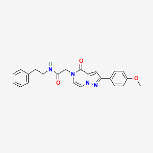 molecular formula C23H22N4O3 B14973614 2-[2-(4-methoxyphenyl)-4-oxopyrazolo[1,5-a]pyrazin-5(4H)-yl]-N-(2-phenylethyl)acetamide 
